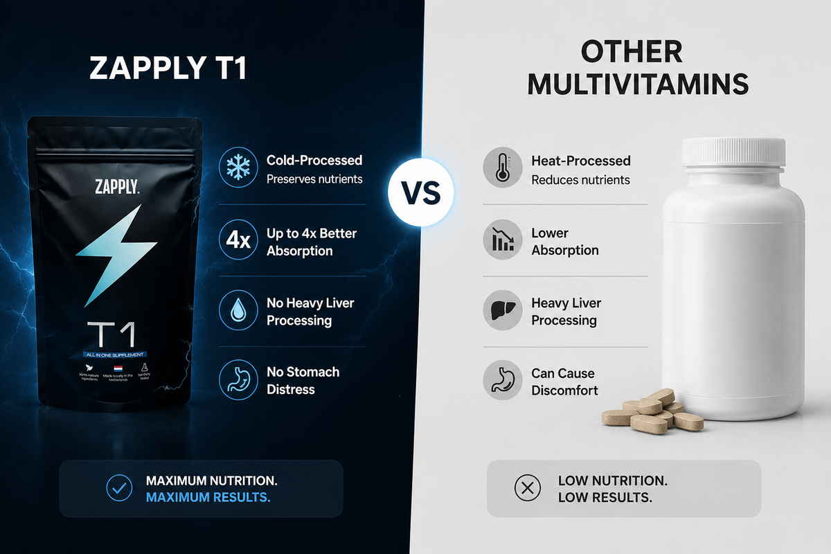 Zapply T1 compared to standard multivitamin pills