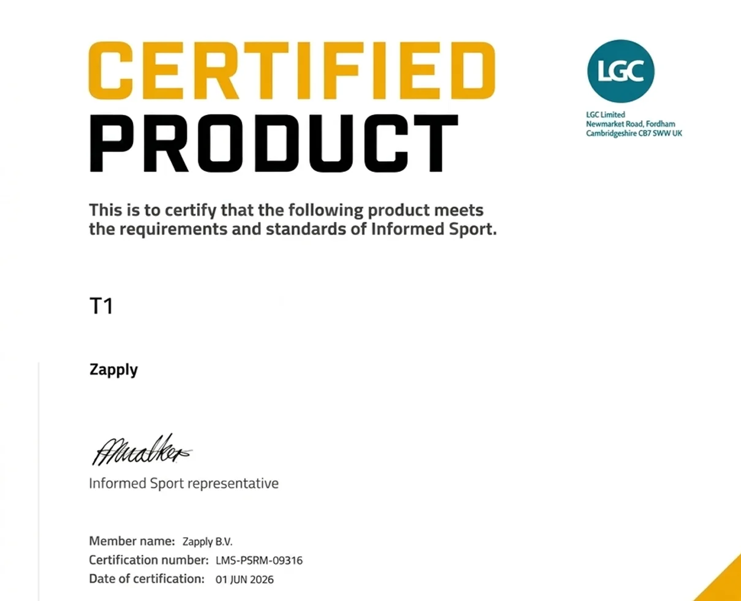 TESTED AND CERTIFIED