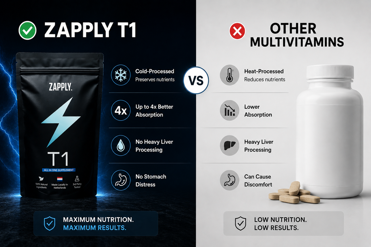 Zapply T1 compared to standard multivitamin pills